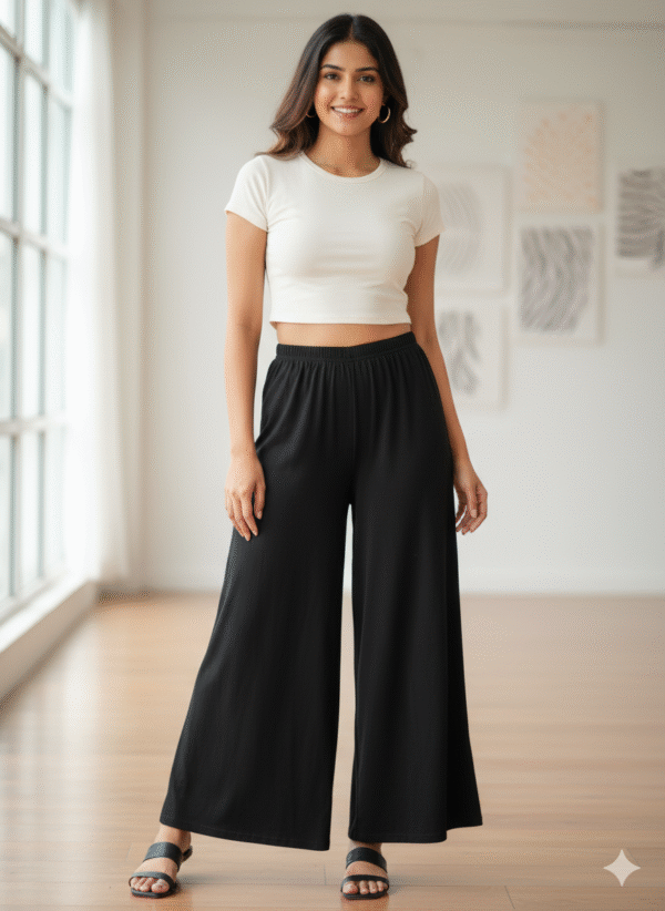 Black & White Lycra-Blend Palazzo (Pack of 4)