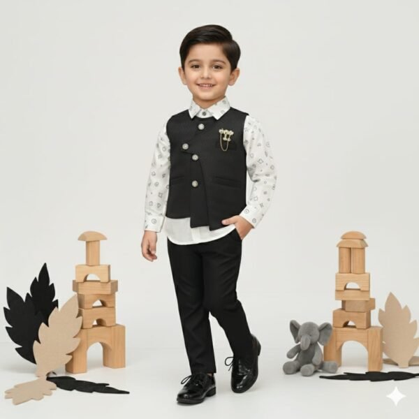 Dapper Black Waistcoat Suit for Boys (4-5 Yrs)