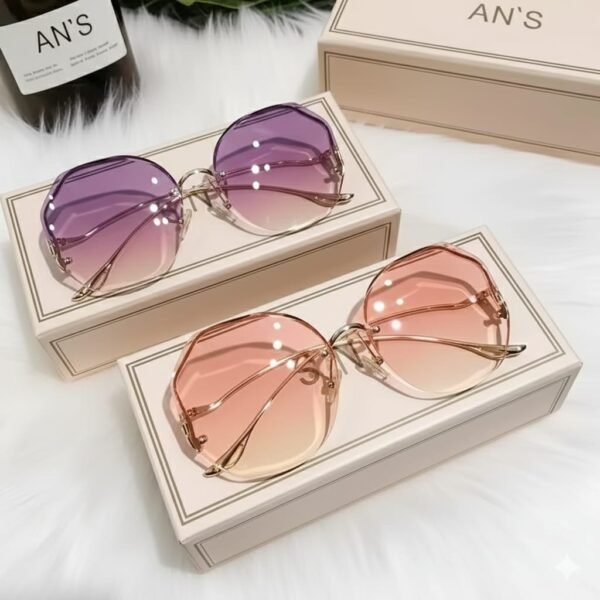 Women Sunglasses Rimless UV400 Brand Designer Gradient Square Classic Sunglasses Female Glasses (pack of 2 )