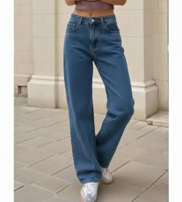 Women's High-Waist Straight Leg Blue Jeans