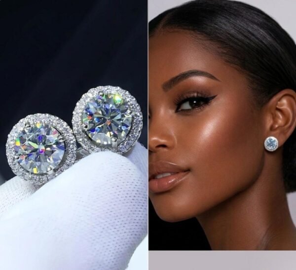 Luxury Moissanite Stud 1ct VVS 925 Sterling Silver Men Women Flower Cluster Halo Diamond Earrings With GRA Certificate