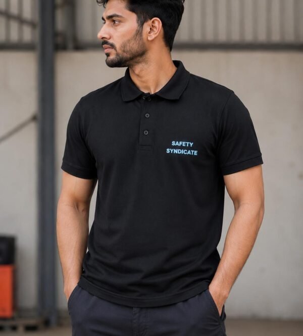 customization logo Black Poly-Cotton Polo T-Shirt