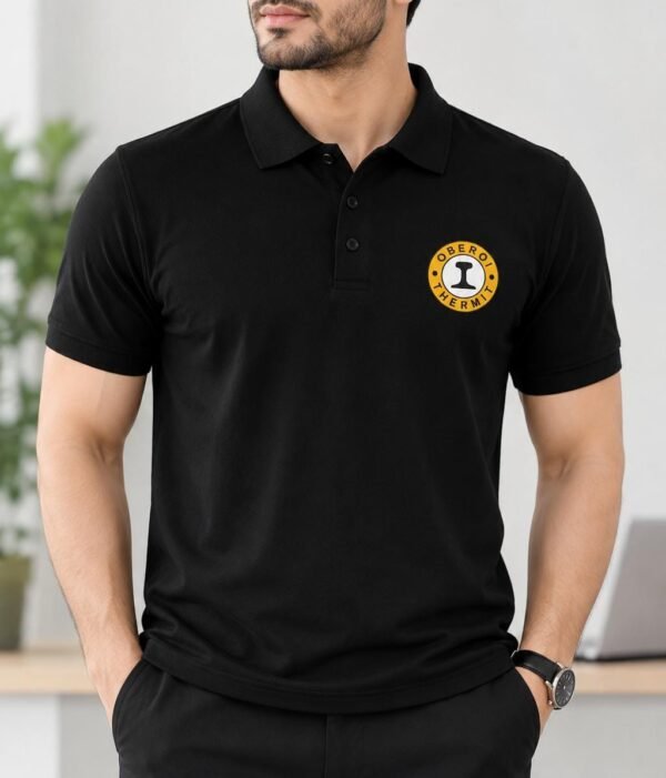 customization logo Black Poly-Cotton Polo T-Shirt